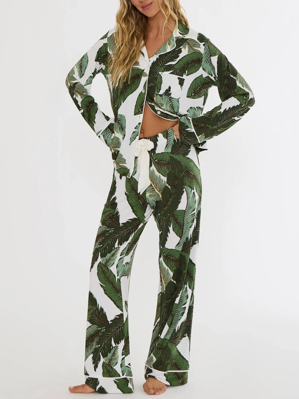 Beach Riot Livy Top & Connie Pant Set Banana Palms